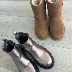 UGG style Brown Boots & Metallic Ankle Boots size 13